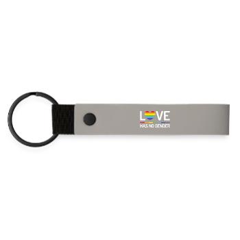 Pride Month - Liebe hat kein Geschlecht - Matte PU Schlüsselanhänger - Hellgrau - Vorne