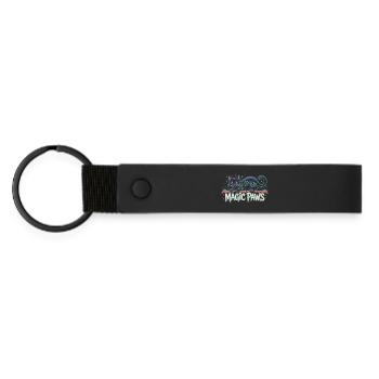 Enchanted Cat Magic Design - Matte Pu Keyring - black - Front