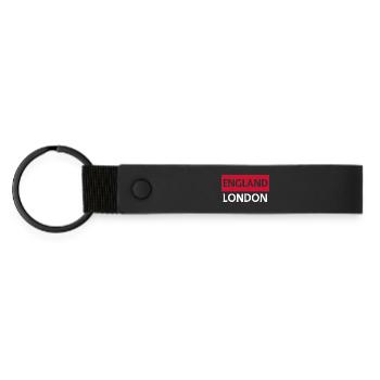 England London Cityscape Illustration - Matte Pu Keyring - black - Front