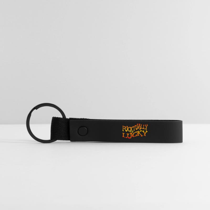Bold Text Art with Angular Font Style Matte Pu Keyring