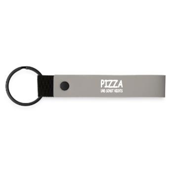 Pizza - Matte Pu Keyring - light grey - Front