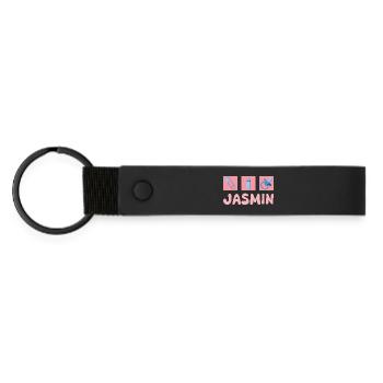 Jasmin as a pacifier - Matte Pu Keyring - black - Front