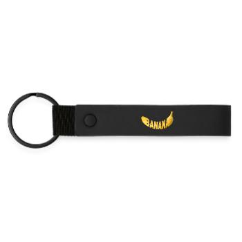 Imprimé de ruban en lettres bananes - Porte-clés en PU mat - noir - Devant