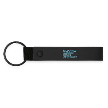 Glasgow – Scotland Textdesign - Matte Pu Keyring - black - Front