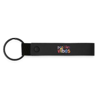 Ondes positives - Porte-clés en PU mat - noir - Devant