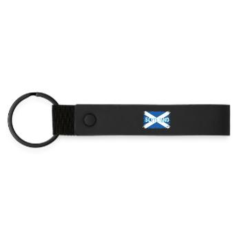 Scottish flag 2 - Matte Pu Keyring - black - Front