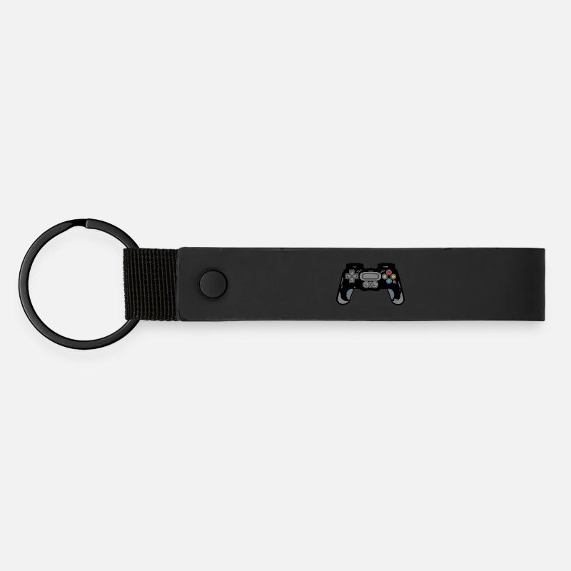 Retro Controller Silhouette - Matte Pu Keyring - black