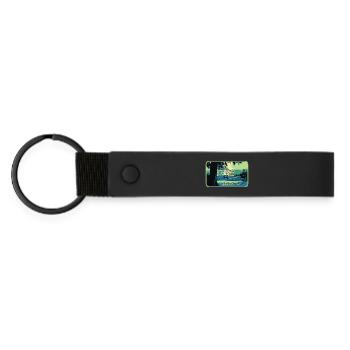 View of Château de Chenonceau: Loire Valley - Matte Pu Keyring - black - Front