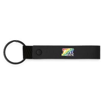 Love not Hate LGBTQ - Matte PU Schlüsselanhänger - Schwarz - Vorne