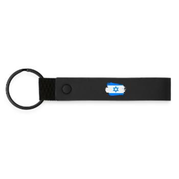 Israel Flagge Fahne Israel Jerusalem Davidstern - Matte PU Schlüsselanhänger - Schwarz - Vorne