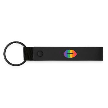 Rainbow Lips Art Print - Matte Pu Keyring - black - Front