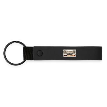Retro Tape Recorder Vintage Design - Matte Pu Keyring - black - Front