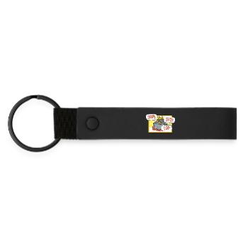 Royal crow with spark slogan - Matte Pu Keyring - black - Front