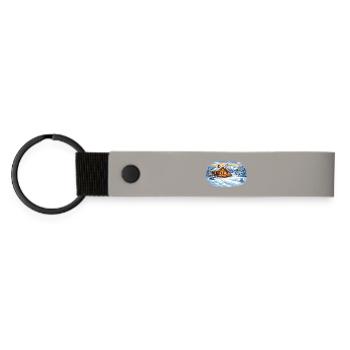 Winter ski hut in the mountains – Alpine idyll - Matte Pu Keyring - light grey - Front