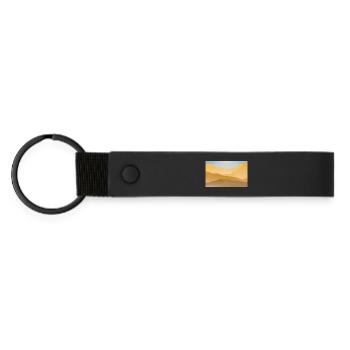 Goldene Gipfel bei Sonnenaufgang - Matte PU Schlüsselanhänger - Schwarz - Vorne
