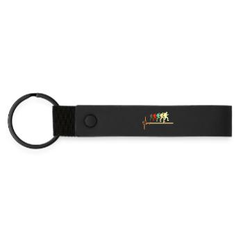 Silhouette Pulsation de Battement de Cœur pour Randonnée Rétro - Porte-clés en PU mat - noir - Devant