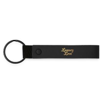 Luxury Love Liebe Gold exklusiv Glamour Luxus - Matte PU Schlüsselanhänger - Schwarz - Vorne