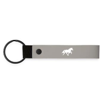 Sporty Icelandic horse in the race pass - Matte Pu Keyring - light grey - Front