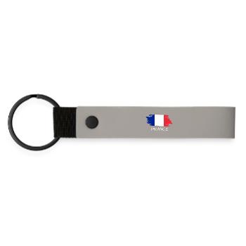 Drapeau français - Porte-clés en PU mat - gris clair - Devant