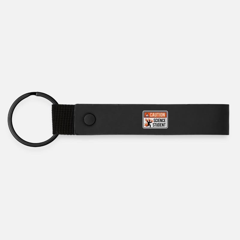 Caution science student - physics / chemistry - Matte Pu Keyring - black