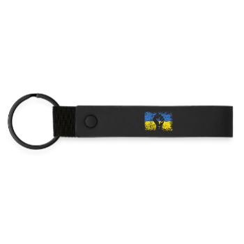 Drapeau De L'Ukraine Ukraine Soutien Ukraininens - Porte-clés en PU mat - noir - Devant