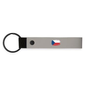 Brushstroke Czech Flag - Matte Pu Keyring - light grey - Front