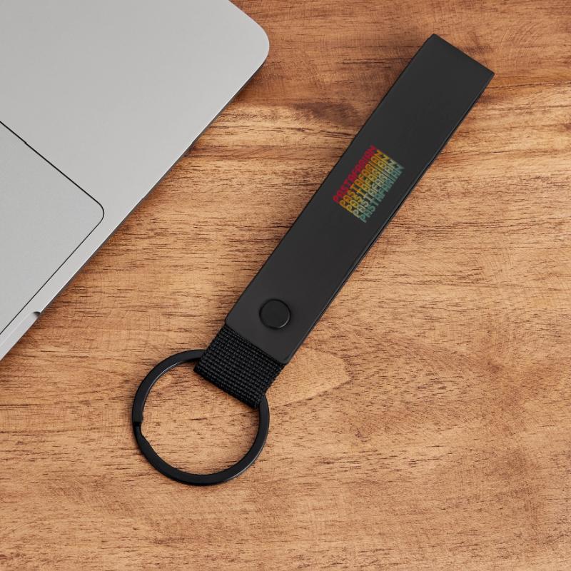 Rainbow Font Stack Pattern Matte Pu Keyring