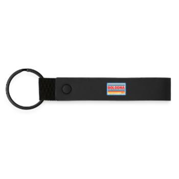 Bologna Italia Vintage Streifen - Matte PU Schlüsselanhänger - Schwarz - Vorne