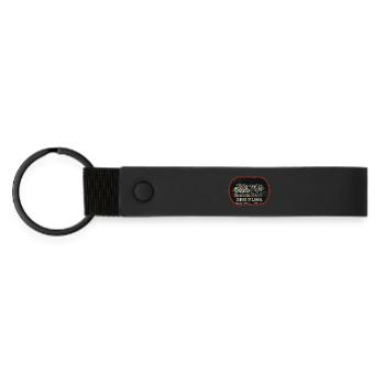 Zambian zebras in the middle of the African savannah - Matte Pu Keyring - black - Front