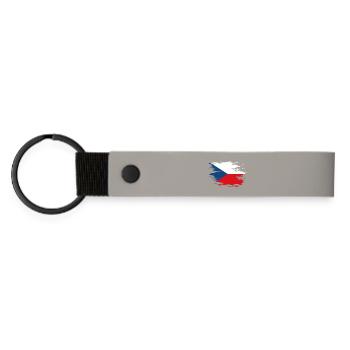 Czech Republic flag used design - Matte Pu Keyring - light grey - Front