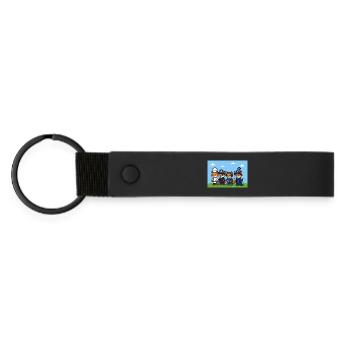 Groupe de renards pixel art dans le monde fantastique - Porte-clés en PU mat - noir - Devant