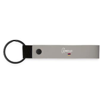 Made in Armenia, Armenian pride - Matte Pu Keyring - light grey - Front