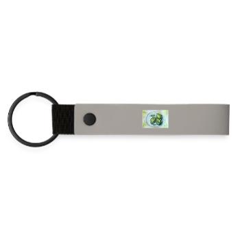 Vibrant Green Dumplings: Watercolor Food Art - Matte Pu Keyring - light grey - Front