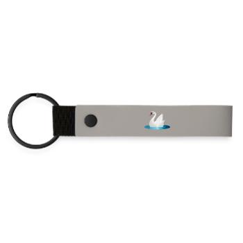 Cygne scintillant aux ailes levées - Porte-clés en PU mat - gris clair - Devant