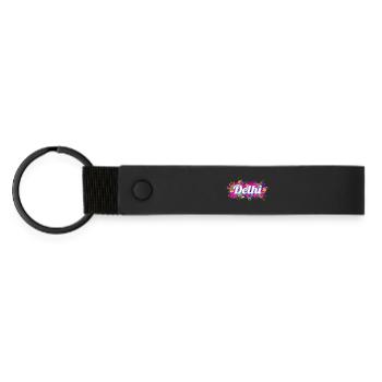 Delhi in India Colorful Colors Design Souvenir - Matte Pu Keyring - black - Front