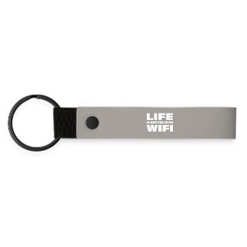 LIFE IS BETTER WITH WIFI - Matte Pu Keyring - light grey - Front