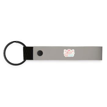 Pastel Cat Mom Motif - Matte Pu Keyring - light grey - Front