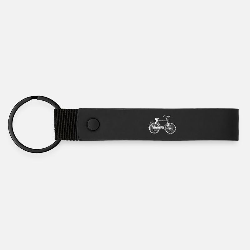 Silhouette rétro rétro de cycliste vintage - Porte-clés en PU mat - noir