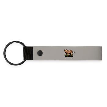 Vintage Forest Marauding Spotted Bengal Cat - Matte Pu Keyring - light grey - Front