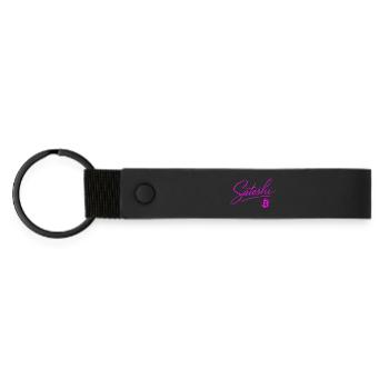 Satoshi Typografie Pink Neon Crypto Style Bitcoin - Matte PU Schlüsselanhänger - Schwarz - Vorne