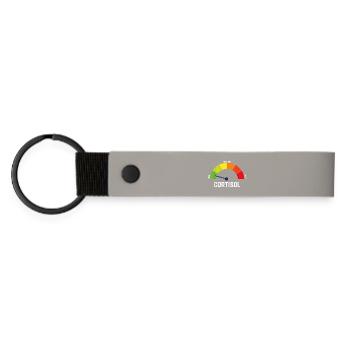 Cortisol Low – Relaxed Anti-Stress Design - Matte Pu Keyring - light grey - Front
