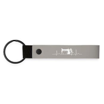 Sewing sewing machine heartbeat - Matte Pu Keyring - light grey - Front