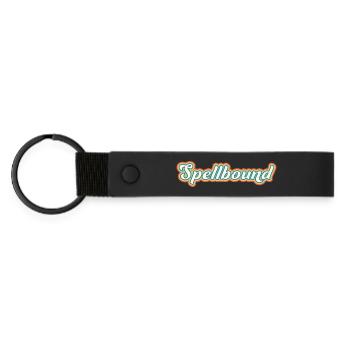Spellbound - verzaubert: farbenfrohes 70er Design - Matte PU Schlüsselanhänger - Schwarz - Vorne