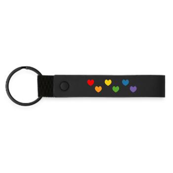 Rainbow Heart Tshirt Mix LGBTQ - Matte Pu Keyring - black - Front