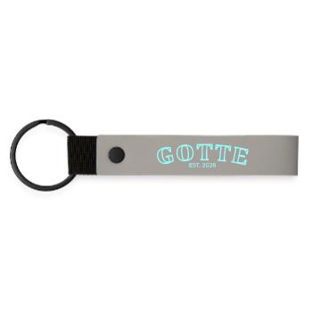 Gotte 2026, Patentante 2026, Gotti Geschenk - Matte PU Schlüsselanhänger - Hellgrau - Vorne