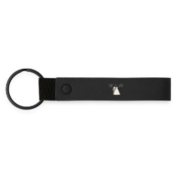 Illustration Mariage Save The Date - Porte-clés en PU mat - noir - Devant