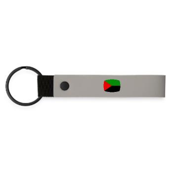 Martinique rote Flagge grün schwarz - Matte PU Schlüsselanhänger - Hellgrau - Vorne