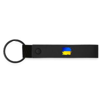 Ukraine Flagge Fahne - Matte PU Schlüsselanhänger - Schwarz - Vorne