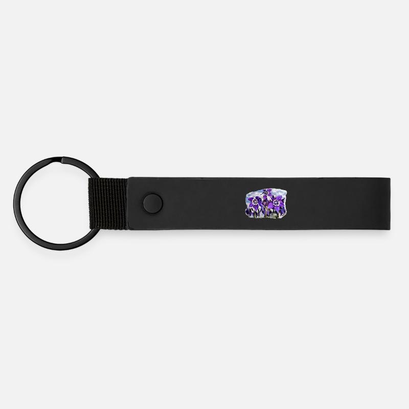 Flowering Aquileia - Matte Pu Keyring - black
