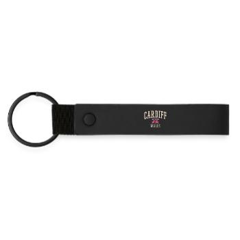 Cardiff Wales Vintage Print - Matte PU Schlüsselanhänger - Schwarz - Vorne